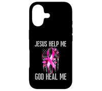 Jesus Help Me God Heal Me Breast Cancer Awareness Pink Cross Case for iPhone 17