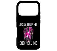 Jesus Help Me God Heal Me Breast Cancer Awareness Pink Cross Case for iPhone 17 Pro