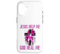 Jesus Help Me God Heal Me Breast Cancer Awareness Pink Flag Case for iPhone 16