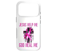 Jesus Help Me God Heal Me Breast Cancer Awareness Pink Flag Case for iPhone 17 Pro