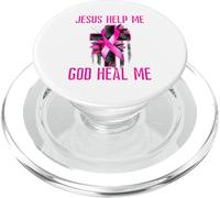 Jesus Help Me God Heal Me Breast Cancer Awareness Pink Flag PopSockets PopGrip for MagSafe
