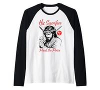 Jesus His Sacrifice Paid The Price Christian Manga Sketch Raglan Baseball Tee