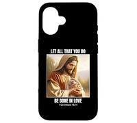 Jesus Holding a Hedgehog Design - 1 Corinthians 16 14 Case for iPhone 16