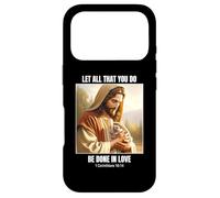 Jesus Holding a Hedgehog Design - 1 Corinthians 16 14 Case for iPhone 17 Pro