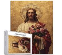 Jesus Holding a Rose 1000 Piece Jigsaw Puzzles for Adults Religious Art Jigsaw Puzzles Colorful DIY Puzzles for Home Decoration Gifts Family Puzzle Perfect for Game Nights 50×70cm