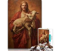 Jesus Holding A Sheep Jigsaw Puzzles for Adults Teenagers Jigsaws Puzzle,Toys Educational Games Stress Relieving Suitable for Desktop Decoration 38x26cm