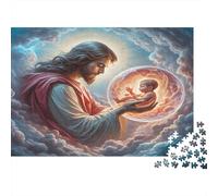 Jesus Holding Baby Jigsaw Puzzles 1000Pc Recycled Paper for Adults Puzzle for Adults Educational Game Decompression Fun Home Present Great Gift for Kids Age 12 Years Up 52x38cm/1000pcs