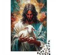 Jesus Holding Lamb Puzzles 1000 Piece for Adults Jigsaw Puzzles Jigsaw Puzzles Game for The Whole 52x38cm/1000pcs