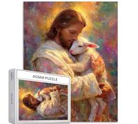 Jesus Holding The Lamb 1000 Piece Jigsaw Puzzles for Adults Fantasy Religious Art Jigsaw Puzzle Colorful DIY Puzzles for Home Decoration Gifts Family Puzzle Perfect for Game Nights 20×27 Inches