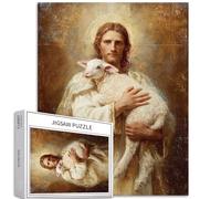 Jesus Holding The Lamb 1000 Piece Jigsaw Puzzles for Adults Religious Oil Painting Style Art Puzzle Challenging Family Activity Games Colorful DIY Craft Puzzle for Home Decor Gifts 20" ×27"