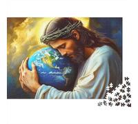 Jesus Hugging Earth Year in Pictures 1000 Piece with Clean Edges Jigsaw Puzzles As Dementia Friendly Activities for Concentration Games 70x50cm/1000pcs