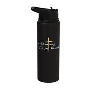 Jesus I did Nothing I'm just Blessed Cross Minimal Christian Stainless Steel Insulated Water Bottle