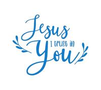 Jesus I Trust in You Inspirational Quotes Wall Decals PVC 51x62.8cm Store Decoration Blue