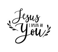 Jesus I Trust in You Inspirational Quotes Wall Decals PVC 68x83.7cm Multiple Size Options Black