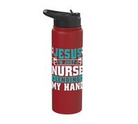 Jesus I'm Just A Nurse Lending My Hand Stainless Steel Insulated Water Bottle
