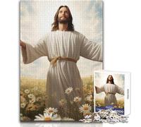 Jesus in A Field of Daisie 1000 Piece Jigsaws for Teenagers Fun Learning with Brain Game Perfect Thoughtful Festive Present Size 38x52cm