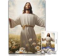 Jesus in A Field of Daisie Puzzle for Teenagers 1000 Pieces Learning through Play Experience Heartfelt Special Occasion Gift Size 38x26cm