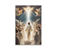 Jesus in Heaven Holy Angels Christian Poster Religious Poster Sacred Marvel Poster Decorative Painting Canvas Wall Posters for Bedroom Decor And Art Picture Print Modern Family 16x24inch(40x60cm)