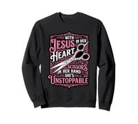 Jesus In Her Heart Scissors In Her Hand Hairdresser Faith Sweatshirt