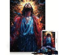 Jesus in Paint Splatter for Adults 1000 Piece Puzzle Restful Game Tension Relief Family Bond Xmas Surprise (38x52cm)