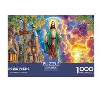 Jesus in Paradise 1000 Pc Recycled Paper Adult Jigsaws - Figure (lit Town Ship) Challenging Puzzles, for Men And Women Great Gift Idea38x26cm/1000pcs
