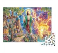 Jesus in Paradise Jigsaw Puzzles 1000 Piece | for Adults Teens Jesus by Small Building Impossible Hard Puzzle & Gift 38x26cm/1000pcs