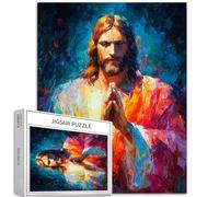 Jesus in Radiant Prayer 1000 Piece Jigsaw Puzzles for Adults Oil Painting Style Art Puzzle Colorful DIY Puzzles for Home Decoration Gifts Family Puzzle Perfect for Game Nights 20×27 Inches