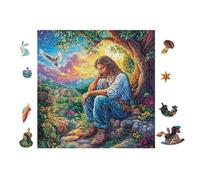 Jesus in The Garden 100 Piece Complete Jigsaw Puzzle Set Teens Beginners Educational Challenge Puzzle Fans Group Play Anniversary Cardboard 28x28cm