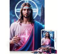 Jesus in The Neon Age Jigsaw Puzzles 1000 Pieces for Teenagers Anxiety Relief Precise Connection Fun Hobby Fine Art (50x75cm)