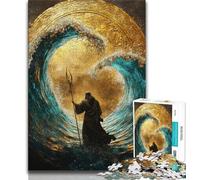 Jesus in The Ocean Jigsaw Puzzles for Teenagers,Challenging To Complete But Fun And Humorous with Matching Poster And Trivia Sheet 50x75cm