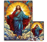 Jesus in The Sky 1000 Piece Jigsaw Puzzle Wooden Jigsaw DIY Decoration, Brain Challenge, for Adult, Family, 50x75CM/19.68x29.52inch