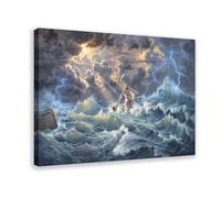 Jesus In The Storm Helping People Wall Art Decor Canvas Poster Bedroom Decor Landscape Office Room Decor Gift 12x18inch(30x45cm)
