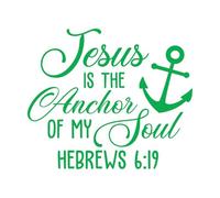 Jesus is Anchor My Soul Hebrews Wall Decals PVC 68x79.7cm Multi Color Selection Green