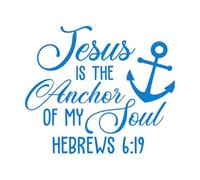 Jesus is Anchor My Soul Hebrews Wall Decals PVC 68x79.7cm Multiple Size Options Blue
