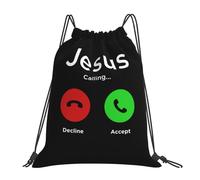 Jesus Is Calling And I Must Go Christianity Women Men Swimming Bag Large Drawstring Bag Adjustable Gym Sack For Swim Beach Sports