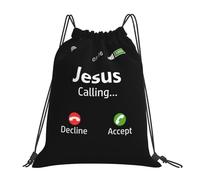 Jesus Is Calling Christianty Unisex Drawstring Bag Foldable Swimming Bags Large String Backpack For Hiking Football Climbing