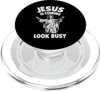 Jesus Is Coming Look Busy Funny Christian Design PopSockets PopGrip for MagSafe