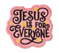 Jesus is for Everyone Patch 3 Inches Funny Christian Girly Religious, Iron On/Sew On Embroidery Fabric Applique Morale Patches Bible Verse, Pastor Quotes for Backpack Vest Hat Dog Harness Gifts Mom