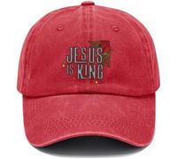 Jesus is King Baseball Cap, Jesus Hat, Christian Cap God, Unisex Red
