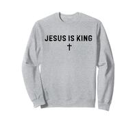 Jesus Is King Christian Distressed Cross Crown of Thorns Sweatshirt