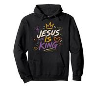 Jesus Is King Christian Faith Religious Typography Worship Pullover Hoodie
