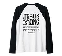 Jesus is King Christian Faith Revelation 17:14 Bible Verse Raglan Baseball Tee