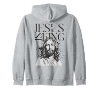 Jesus Is King Christian Portrait Crown Of Thorns Zip Hoodie