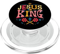 Jesus is King Christian Religious God Faith Bible Verse PopSockets PopGrip for MagSafe