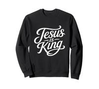 Jesus Is King Christian Script Faith Typography Sweatshirt