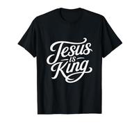 Jesus is King Christian Script Faith Typography Value Graphic T-Shirt, Men, Black, S