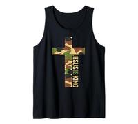 Jesus is King Cross Christian Camo Camouflage Hunting God Tank Top