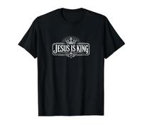 Jesus is King Cross Christian Worship Value Graphic T-Shirt, Men, Black, S