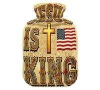Jesus is King Flag Gold hot Water Bottles with Soft Cover, 2L Warm Compress for Neck and Shoulder Pain Relief, Neck and Shoulder Pain Relief