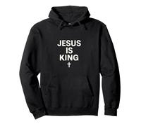 Jesus Is King Minimalist Cross Typography Christian Pullover Hoodie